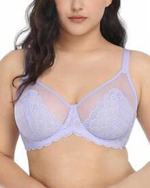 HSIA Minimizer Bras Women Large Bust Full Coverage Lace Plus Size Bra - Scales - Purple - View 12