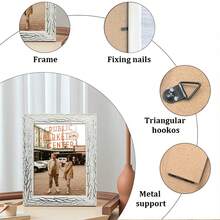 1pc Elegant Silver-Tone Textured Picture Frame, Displays 3.5x5", 4x6", 5x7", 6x8", 8x10" Photos, Suitable For Displaying Family, Outdoor Moments (Photo Paper Included)