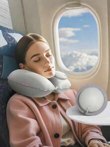 Almohada de siesta portátil para viajes, almohada de apoyo lumbar, almohada de cuello de rebote lento, accesorio para el descanso en la oficina, almohada cervical para viajes en avión, desmontable y lavable a máquina, con bolsa de almacenamiento, artículos esenciales de viaje para el apoyo cervical, accesorios de viaje, vacaciones, verano, regreso a la escuela