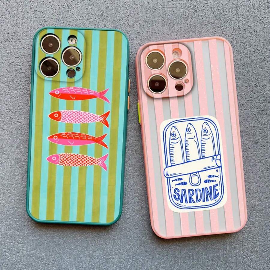 Étui de téléphone amusant avec motif de sardines colorées, compatible avec 16, 15, 14 Pro Max Plus, 13, 12 Mini, 11 Pro Max, XR, XS, X, 7, 8, SE2. Étuis antichocs. Étui compatible avec Samsung Galaxy S17, S17 Pro, S17 Pro Max - noir SDYYS2 7 - Voir 1