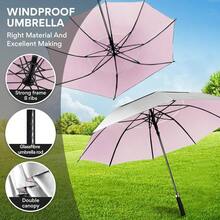 Paraguas de 50546268 Pulgadas - Resistente al Viento UPF 50+ Proteccin Doble Toldo, Paraguas Automtico con 8 Varillas Fibra de Vidrio para Hombres y Mujeres - Plata/Rosa + 54 Pulgadas - Ver 5