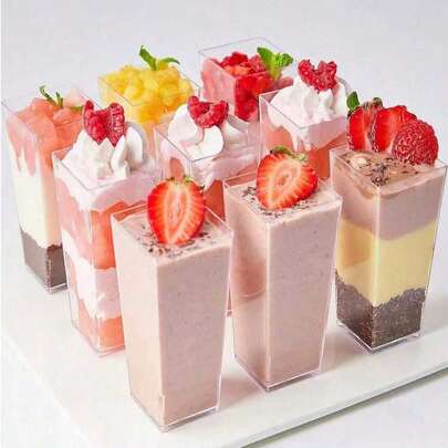 10/20/30/40/50/60pcs/Set Dessert Cups/Glass Dessert Cups, Suitable For Holding Desserts, Milk, Juice, Pudding, Ice Cream, Jelly, Etc. - Perfect For Weddings, Parties, Holidays And Home Decor