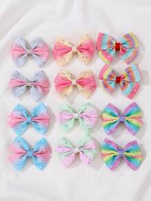 12 Presilhas de Cabelo Coloridas, Doces e Fofas com Patches de Estrela, Adequadas para Uso Diário e Casual, Adequadas para Todas as Estações, Elegantes e Versáteis.