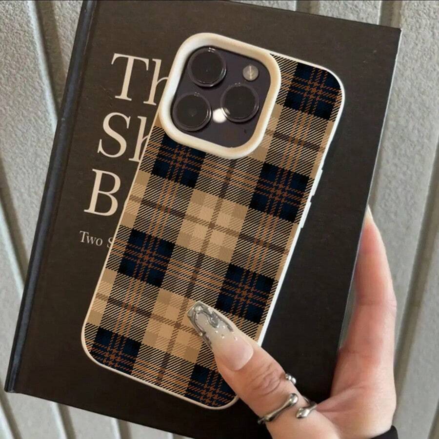 1 buah Casing Ponsel TPU Lembut Motif Kotak-kotak Inggris Vintage, Kompatibel dengan iPhone 17 Pro Max/17/16 Pro Max/15/13/12/11 dan S20 FE/A15/S24/A55, Kompatibel dengan Redmi Note 11/12/13 Pro, Pelindung Anti Jatuh Cakupan Penuh, Versi Internasional, Bukan Versi Domestik - Putih - View 1