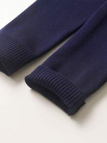 Boys' Colorblock Plaid Jacquard Knit Crew Neck Sweater, Long Sleeve Pullover For Autumn & Winter - Green - View 5