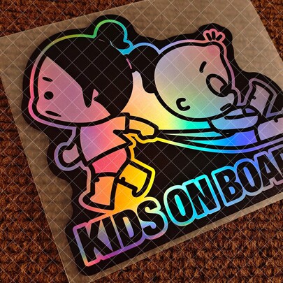 1pc "Kids On Board" Car Sticker, Warning Child On Board Vehicle Window Decal, Car Exterior Accessory, Vinyl Sticker