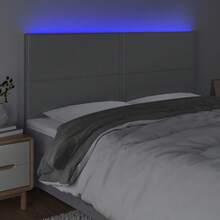 vidaXL Testiera a LED Grigio Chiaro 180x5x118/128 cm in Tessuto - Grigio - Visualizzare 3