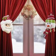 1/2pcs Christmas Holiday Decor Santa Claus Snowman Retro Plaid Curtain Buckle Rings, Window Curtain Tie Backs, Holiday Decorations, Window Display Christmas Decorations Christmas Decoration Christmas Decorations Home Room Decor Home Decor - Multicolor - View 3