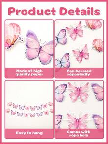 1 Set Schmetterling Hängebanner, Baby-Shower Banner, Baby-Shower Mädchen Wimpelkette Kranz Deko, Geburtstags Party Banner, Taufe Dekoration, Gender Reveal Deko, 1. Geburtstag Deko, Schmetterling Geburtstags Party Hintergrund Dekoration, Neugeborenen Baby Familien Party Zubehör, Geburtstags Hänge Ornamente