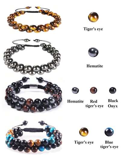 1/3 Pcs Double Layer Natural Chakra Healing Power Crystals Macrame Bracelet Yoga Stone Beads Gemstone Meditation Relax Anxiety Bangle For Unisex Women Men