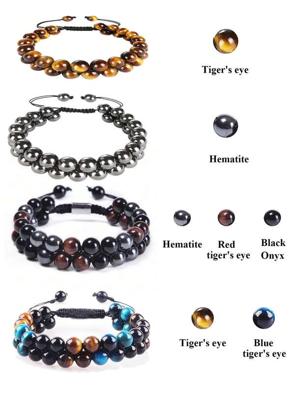 1/3 Pcs Double Layer Natural Chakra Healing Power Crystals Macrame Bracelet Yoga Stone Beads Gemstone Meditation Relax Anxiety Bangle For Unisex Women Men