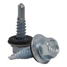 Bolsa con Piezas de Tornillos Pija Hexagonal Punta de Broca 14x 1u201D con Rondana de Neopreno, Galvanizado, Autoperforante y Anticorrosin. para Lmina de Aluminio y Techos Metlicos. - plata - Ver 1