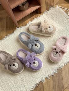 Damskie, jednokolorowe, swobodne, pluszowe kapcie wsuwane z futerkowym wykończeniem, wygodne, domowe ubranie na jesień/zimę