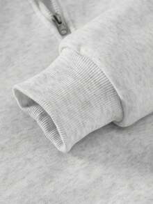 Bộ đồ thể thao ngoài trời mùa xuân/thu nhẹ dành cho nam, gồm áo hoodie nửa khóa kéo và quần lửng màu trơn có dây rút ở eo, kiểu dáng thời trang, thích hợp cho chạy bộ, tập luyện, phong cách boyfriend năng động. - Xám - Xem 3