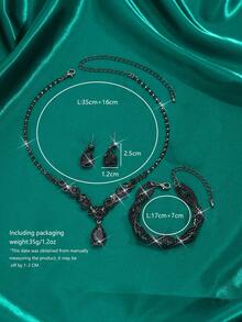 5pcs/Set Fashionable Black Jewelry Set - Necklace, Earrings, Bracelet, Elastic Ring