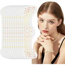 12 Piezas de Tatuajes Temporales de Pecas con Brillo Dorado, Impermeables y Resistentes al Agua para Mujeres, Adecuados para Festivales, Fiestas, Carnavales, Eventos Especiales (Dorado F) - Oro F - Ver 4