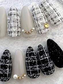 2 buc pulover alb negru 5D în relief autocolante pentru unghii pulover textură unghii artă stea inimă confortabil tricotat design autoadeziv manichiură unghii arta decalcomanii decorare accesorii DIY pentru femei fete unghii consumabile - Multicolor - Vizualizare 3