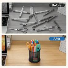1pc Creative Iron Wire Mesh Desktop Pen Holder, Multifunction Colorful Grid Round Iron Net Storage Bucket For Students, Made Of High-Quality Iron Material, Sturdy And Durable, Exquisite Hollow-Out Design For Air Circulation, Effectively Prevents Moisture And Keeps Stationery Dry