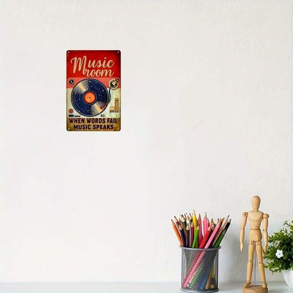 Vintage Vinyl Record Metal Tin Sign - 12x8 Inches Retro Wall Decor For Music Enthusiasts, Home, Bar, Cafe - Unique Christmas Gift For Music Lovers, Collectors, And Retro Decor Fans.