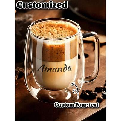 Bộ 1/2 cốc cà phê thủy tinh hai lớp cách nhiệt cao cấp, đơn giản, trong suốt, có tay cầm tiện dụng, thích hợp cho cappuccino, latte, trà, đồ uống nóng và lạnh, phù hợp cho lễ Phục sinh, Giáng sinh, tiệc sinh nhật.