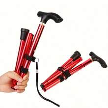 4-Section Foldable Ultra-Light Adjustable Telescopic Trekking Pole, Retractable Walking Stick With Anti-Slip Rubber Tip - Available In 4 Colors (Brown, Black, Blue, Red), Suitable For Hiking, Walking, Elderly Assistance, Durable Trekking Accessory Telescopic Walking Stick - Đỏ - Xem 8