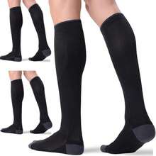 3 Paar Unisex Kompressionsstrümpfe 20-30 mmHg, Zirkulationsunterstützende Socken, Sport Kniestrümpfe - Verschiedenfarbig - Übersicht 10