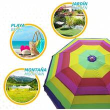 Sombrilla para Playa porttil, sombrilla para Mesa de Jardin, terrazas, Patio, Aire Libre, Camping, Exteriores con Filtro Rayos Arco Iris, 2.15 Metros - Arco iris - Ver 4