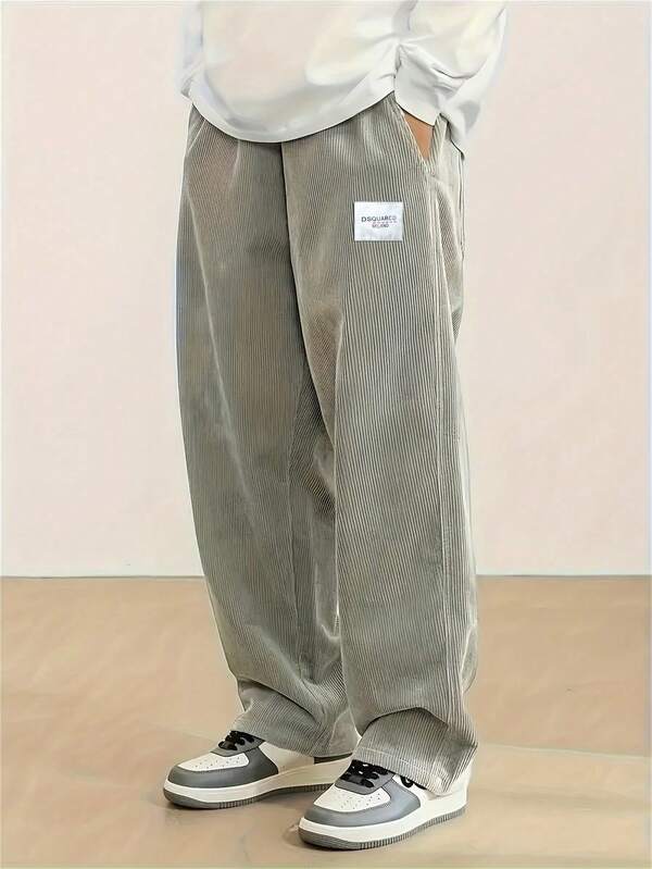 Tween Boy Casual Straight Leg Corduroy Wide Leg Pants, Spring & Autumn