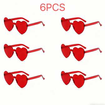 6pcsVibrant Teal Heart Shaped Party Sunglasses - Oversized Rimless Funky Shades For Women & Men, Perfect For Bachelorette Parties, Music Festivals, Beach Vacations & Retro-Themed Events,Christmas ,Elevate Your Party Look