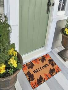 1 buc. Covoraș de intrare minimalist cu frunze de arțar galbene de toamnă, covor mic potrivit pentru decor de sărbători, decor zilnic, decor de cameră, living, dormitor, bucătărie, birou, covoraș de intrare interior/exterior vintage tip fermă, toamnă/iarnă