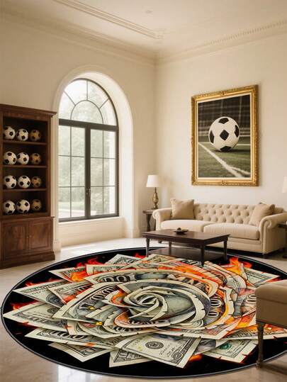 1 块 Dollar Rose 圆形装饰地毯、卧室装饰、小地毯、地毯、家居装饰、客厅地毯、客厅小地毯、卧室地毯、客厅家居装饰、户外地毯、可洗地毯、厚地毯、蓬松地毯、秋冬地毯