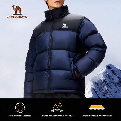 CAMEL CROWN Chaqueta acolchada para mujer para exteriores, a prueba de viento, impermeable, con reflectante de calor, engrosada, cálida y a prueba de frío, chaqueta corta