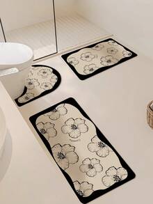 1/3 pezzi Tappetino antiscivolo assorbente per il bagno, tappetino in gel di silice, tappetino da bagno con motivo retrò, tappetino a forma di U per il water, tappetino assorbente per i piedi per il lavabo, tappetino da cucina per decorazioni natalizie, spessore 2,5 mm