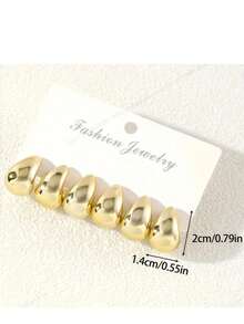 6-12pcs Gold/Silver Plated Water Drop Stud Earrings, Suitable For Gifts, Parties And Various Occasions