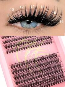 640/240pcs D-Curl Fluffy False Eyelashes Set, 10D+20D+30D Mixed Multi-Layered Thick & Durable Lashes, Soft Lash Bundles, Create Natural Eye Makeup, Length 8-16mm, Made Of High-Quality Waterproof Mink Fiber, 3D Effect, Suitable For Natural, Dramatic And Daily Makeup, Eyelash Cluster Set, Perfect For Cosplay - màu đen - Xem 7