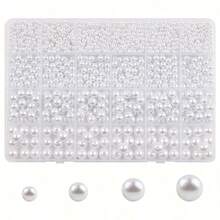 1 Box Of 24 Compartments, Approx. 1910pcs Multi-Color Faux Pearl Bead Set, 4 Sizes, Suitable For Jewelry & Bracelet DIY