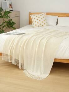 1pc Comfortable Acrylic Knitted Throw Blanket With Tassels, Modern Style, Suitable For All Seasons, Versatile Shawl/Bedspread/Nap Blanket/Car Blanket/Air Conditioning Blanket, Applicable For Various Occasions - Multicolor - View 6