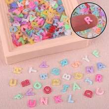 100/200pcs Letter Nail Art Charms Random Candy Color Letter Resin Nail Rhinestones Kawaii Mini Flatback Alphabet ,Summer Flatback Alphabet Nail Gems,For Women DIY Craft Nail Supplies - 100PC - 查看 7