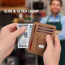 - portafolios delgada para Smarttag2 bolsillo frontal minimalista de piel compatible con RFID bloqueo tarjetero, Marrn - marrón - Ver 3