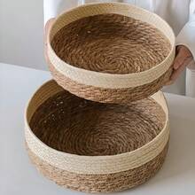 Juego de 3 cestas de almacenamiento modernas y minimalistas de gran capacidad, estilo de mimbre, organizador para cocina, baño, sala de estar, almacenamiento de juguetes y aperitivos, cama para gatos, artículos decorativos para el hogar