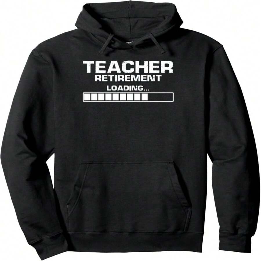 Funny Teacher Retient Loading Progr Bar Countdown Pullover Hoodie - Black 1 - View 1