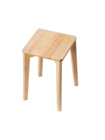 1pc European Solid Wood Stool, Square Round Home Commercial Dining Tafel Natural Walnut Chair, Room Factory view 4