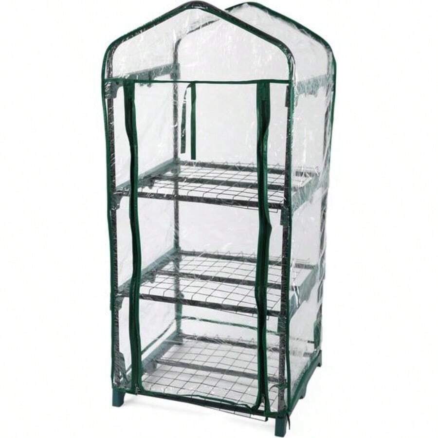 3 Tier Greenhouse For Indoor & Outdoor Use | Durable Steel Frame | Clear PVC Cover | Ideal For Growing Vegetables, Flowers, Herbs, And Seedlings - 預設 - 查看 1