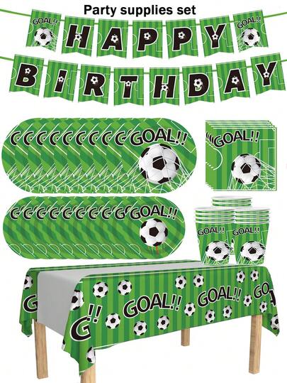 68/25/10 مجموعة، لوازم حفلة ذات موضوع كرة القدم، أطباق حفلة قابلة للتخلص منها، أطباق ورقية. تشمل أطباق بقطر 7 بوصات، أطباق بقطر 9 بوصات، أكواب ورقية، ومجموعات مناديل. مناسبة ل- 16 شخص، لوازم نزهة، أعياد ميلاد، تخييم، ديكور، وأحداث احتفالية. هدايا حفلات، حفلات عروس، ديكورات مطعم، أدوات مطبخ، حقول خضراء، مباريات كرة القدم، كأس العالم، إطلاق، الفوز بالبطولة