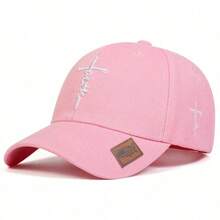 1pc Women's Faith Letter Embroidered Baseball Cap With Cross Pattern, Adjustable Sun Protection Casual Hat For Spring, Autumn, Travel, Beach
