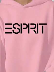 Áo hoodie tay dài dày dặn dáng rộng, thiết kế logo thương hiệu ESPRIT, mẫu mới Thu/Đông 2025, ấm áp và thoải mái, phù hợp mặc hàng ngày vào mùa Thu/Đông, ngày Valentine, đi biển, mùa xuân, thanh lịch, thường ngày, đi nghỉ mát. - Hồng - Xem 4