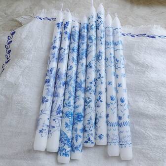 2 Pieces Of 10 Inch Blue And White Porcelain Pole Wax Aromatherapy Candles, Niche Romantic Candlelight Dinner, Wedding Celebration, Festival Party, Home Decoration, Smokeless Pole Wax