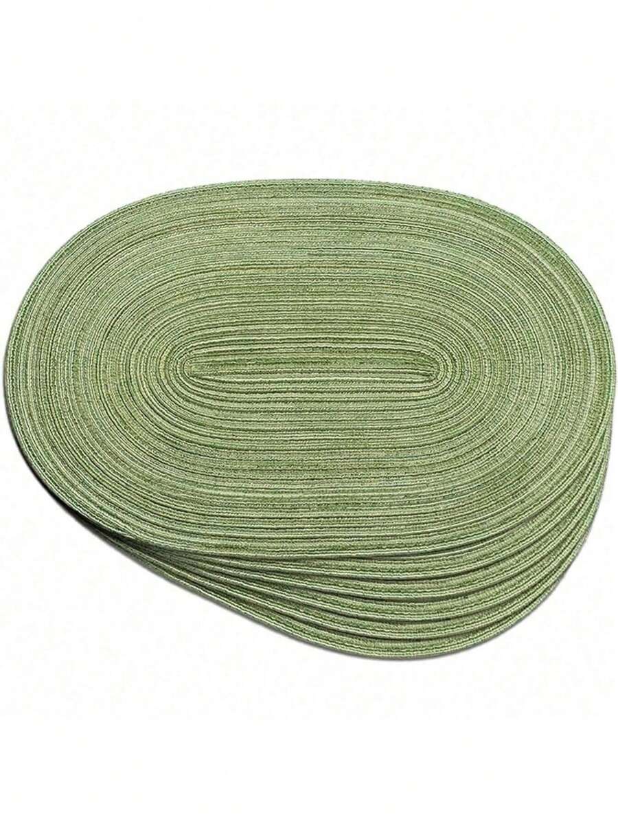 棉纱编织椭圆形餐垫 12x18 英寸，餐桌椭圆形餐巾，天然编织耐热桌垫，适合家庭聚会、婚礼派对（绿色）