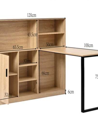 Computertisch,Regal Schreibtisch,Schrankschreibtisch Arbeitstisch, Schrankschreibtisch, Nature 120cm view 2