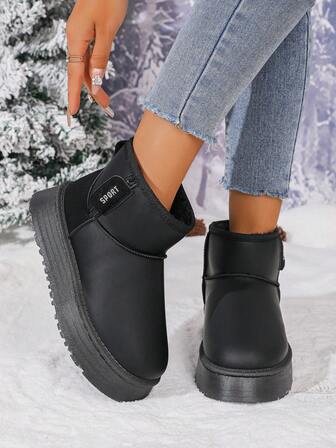 1 Pair Comfortable Flat Snow Boots For Teenage Girls, Anti-Slip Thick Boots